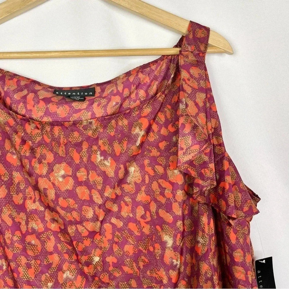 Attention Purple & Orange Animal Print Sleeveless Blouse XL - Picture 3 of 4